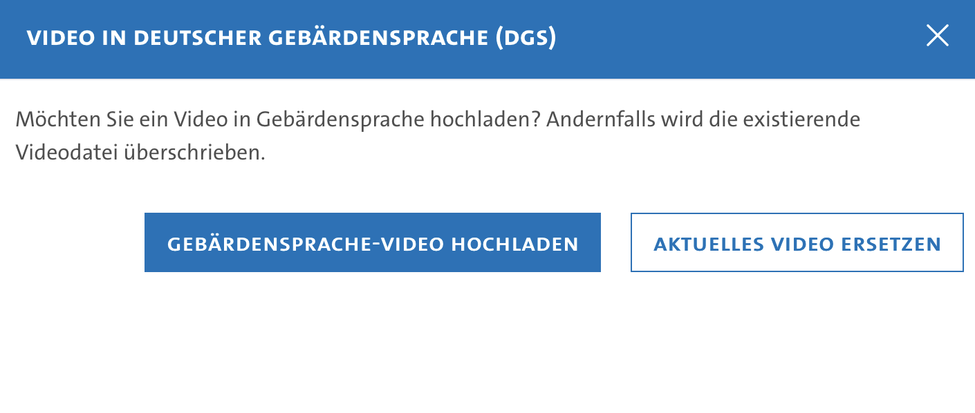 Screenshot Auswahlfeld Gebärdensprache-Video