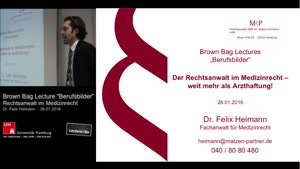 Thumbnail - Brown Bag Lectures "Berufsbilder" - Rechtsanwalt im Medizinrecht