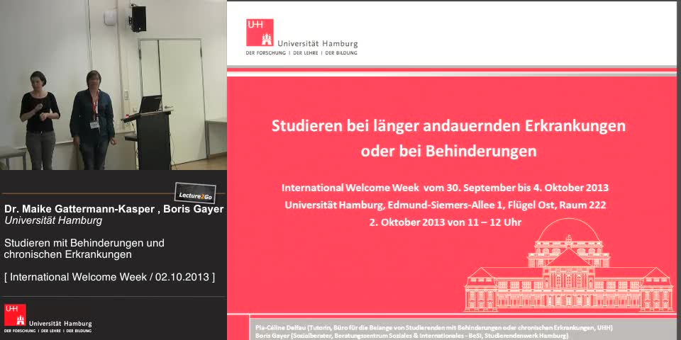 Studieren Mit Behinderungen Und Chronischen Erkrankungen International Welcome Week Dr Maike Gattermann Kasper Boris Gayer Universitat Hamburg Lecture2go