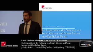 Thumbnail - Lehrstuhl Prof. Albers - Recht & Netz - Rechtsprobleme der  Nutzung von Smart Glasses und Smart Lenses - Dr. Schwenke, L.L.M.