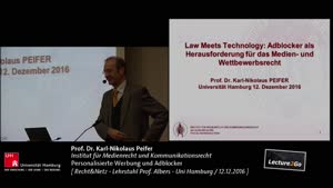 Thumbnail - Lehrstuhl Prof. Albers - Recht & Netz -Personalisierte Werbung und Adblocker: Wechselseitige Abwehrkämpfe - Prof. Dr. Karl Nikolaus Peifer