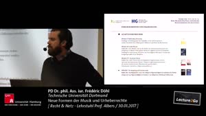 Miniaturansicht - Lehrstuhl Prof. Albers - Recht & Netz - Neue Formen der Musik und Urheberrechte : PD Dr. phil. Ass. iur. Frédéric Döhl