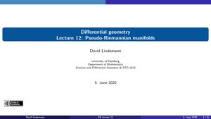 Miniaturansicht - Lecture 12:  Pseudo-Riemannian manifolds