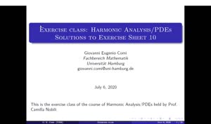 Thumbnail - Exercise class: Harmonic Analysis/PDEs, Lecture 11, Part 1