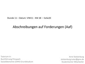 Miniaturansicht - Bufü Tutorium ArneS 11 - Abschreibung auf Forderungen + - Buchführung Flinspach