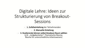 Miniaturansicht - Digitale Lehre: Strukturierung von Breakout-Sessions