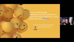 Thumbnail - Emoji as paralanguage: modelling emoji-text relations and exploring ambient affiliation in social media discourse: DiLCo Lecture Series 2023 (11 May)