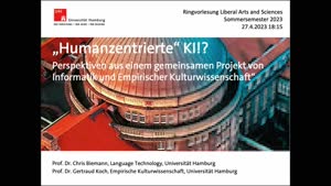 Thumbnail - Humanzentrierte KI!? – Perspektiven aus einem gemeinsamen Projekt von Informatik und Empirischer Kulturwissenschaft: Liberal Arts and Sciences: Interdisziplinäre Begegnungen (SoSe 23)
