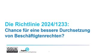 Miniaturansicht - Die Richtlinie (EU) 2024/1233 - Chance für eine bessere Durchsetzung von Beschäftigtenrechten?