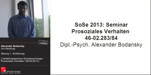 Thumbnail - Sitzung 1: Vertiefungsseminar zur Sozialpsychologie - Prosoziales Verhalten