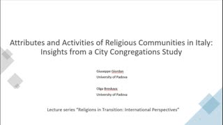 Miniaturansicht - Attributes and Activities of Religious Communities in Italy: Insights from a City Congregations Study