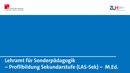 Miniaturansicht - Lehramt für Sonderpädagogik - Profilbildung Sekundarstufe M.Ed.