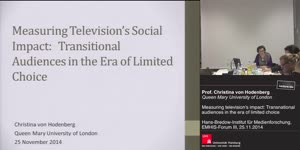 Miniaturansicht - Measuring television’s social impact: Transitional audiences in the era of limited choice